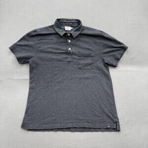 Faherty Polo Shirt Mens Medium Gray Short Sleeve Soft Cotton Chest Pocket
